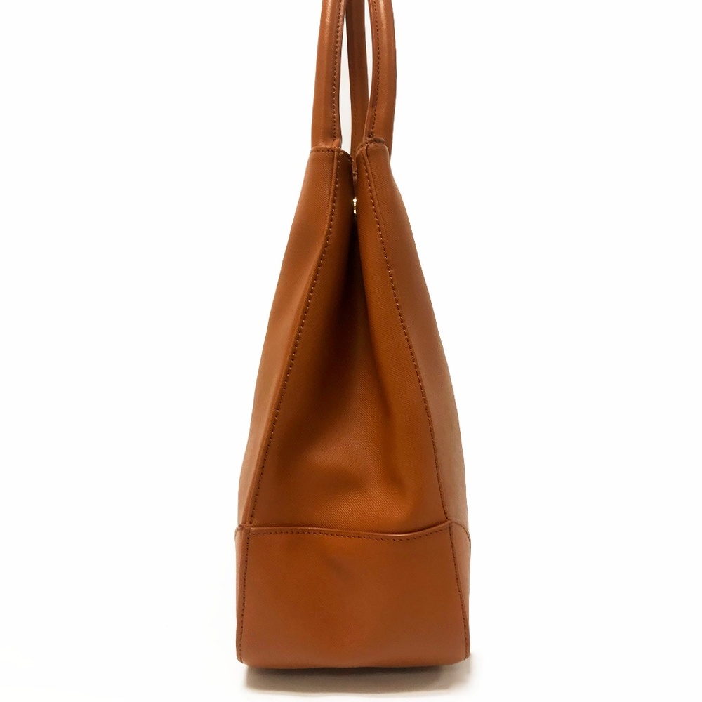 Tory Burch Robinson East-West Tote Luggage Tan Saffiano Leather Gold Hardware - Picture 3 of 9